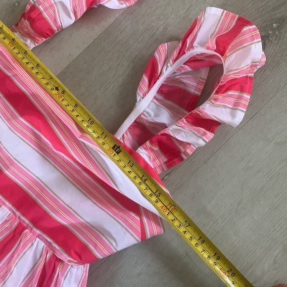 J.CREW NWOT Striped Squareneck Midi Dress Guava Spring Blossom - Size‎ 8 ruffles - Picture 13 of 16